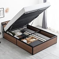 Amazon｜タンスのゲン ベッド セミダブル 単品 大容量 跳ね上げ 収納